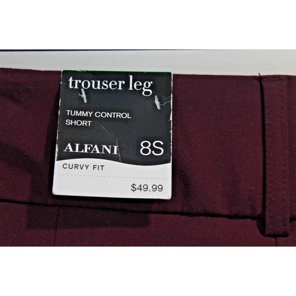 Alfani Dress Pants Womens Curvy Fit size 8 Short Maroon Pocket Trouser Leg - Picture 6 of 9